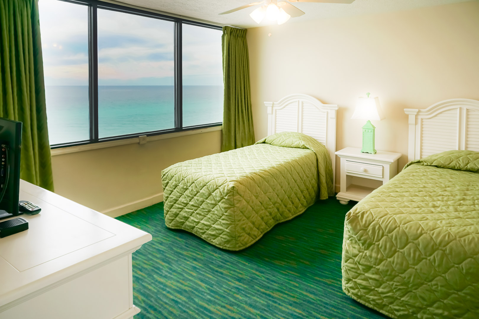 A two bedroom unit with double beds at VRI's Landmark Holiday Beach Resort in Panama City, Florida.